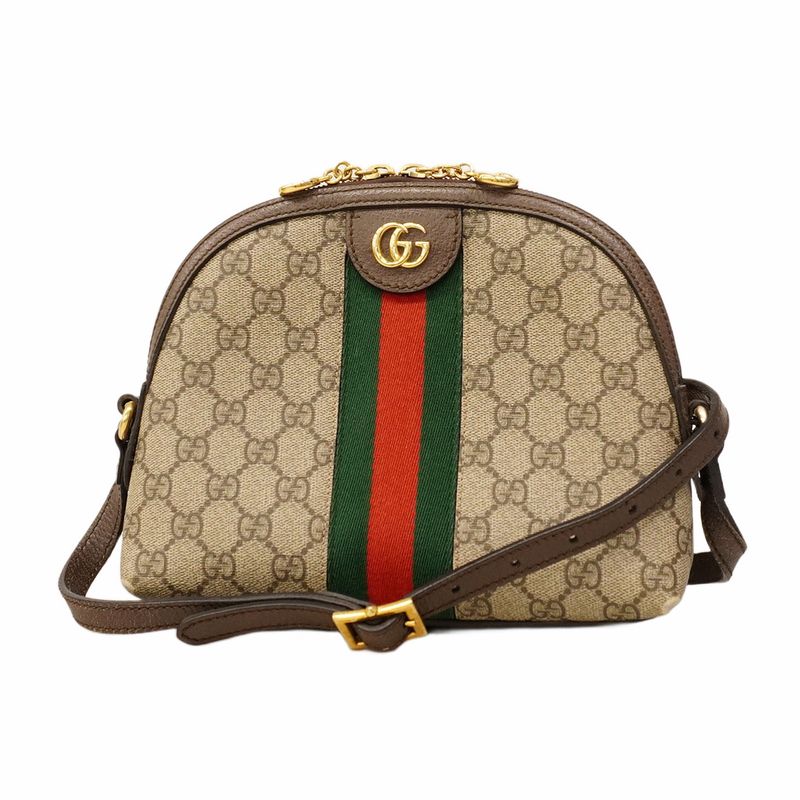Gucci Shoulder Bag Ophidia 499621 PVC Brown Gold Hardware Women