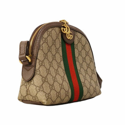 Gucci Shoulder Bag Ophidia 499621 PVC Brown Gold Hardware Women