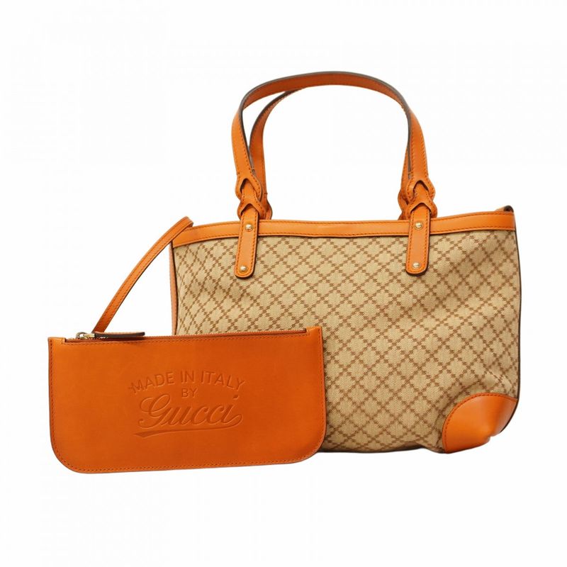 Gucci Tote Bag Diamante 269878 Canvas Beige Orange Chien Pan Gold Hardware