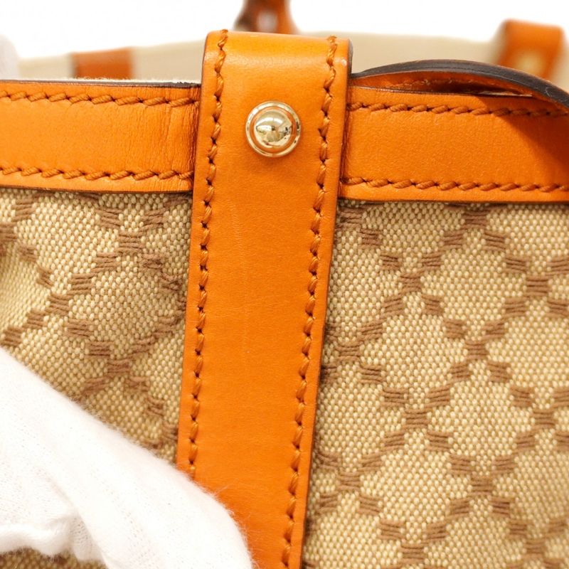 Gucci Tote Bag Diamante 269878 Canvas Beige Orange Chien Pan Gold Hardware