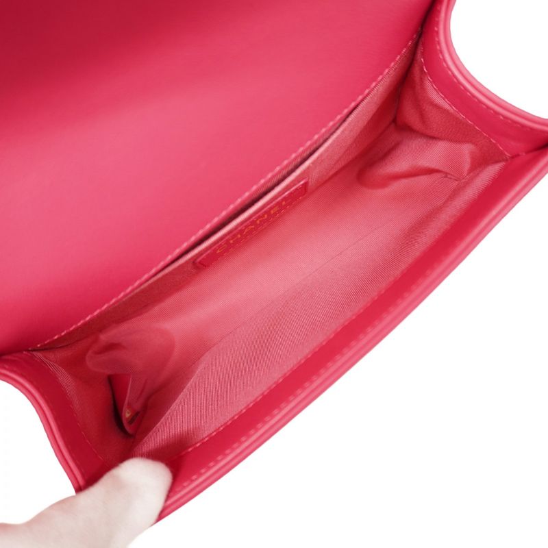 Chanel Shoulder Bag Boy Chanel Lambskin Pink Chien Pan Gold Hardware Women