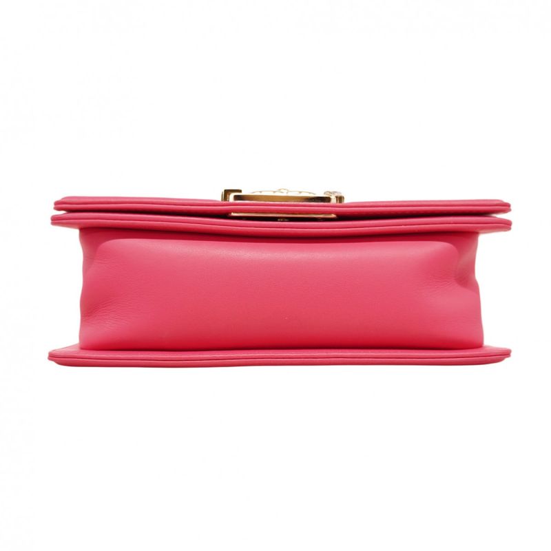 Chanel Shoulder Bag Boy Chanel Lambskin Pink Chien Pan Gold Hardware Women