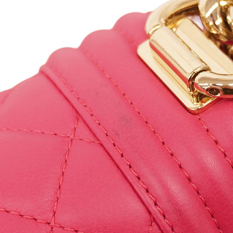Chanel Shoulder Bag Boy Chanel Lambskin Pink Chien Pan Gold Hardware Women