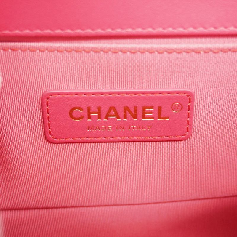Chanel Shoulder Bag Boy Chanel Lambskin Pink Chien Pan Gold Hardware Women
