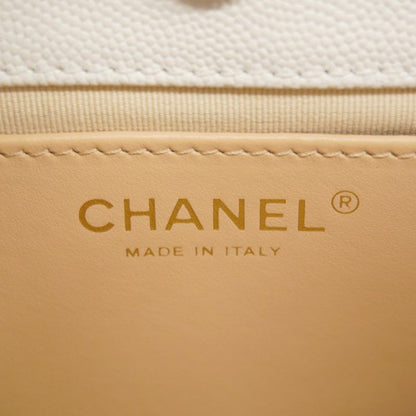 Chanel Shoulder Bag Matelasse Hobo Caviar Skin White Gold Hardware Women