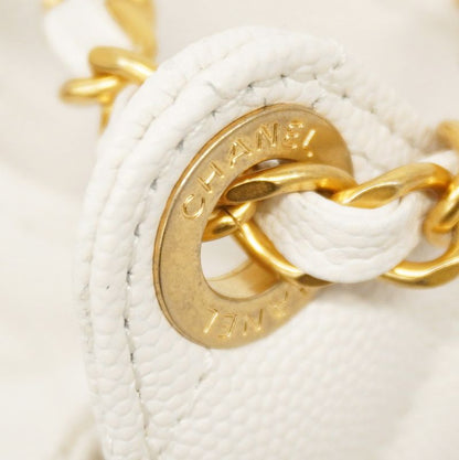 Chanel Shoulder Bag Matelasse Hobo Caviar Skin White Gold Hardware Women