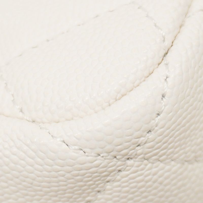 Chanel Shoulder Bag Matelasse Hobo Caviar Skin White Gold Hardware Women