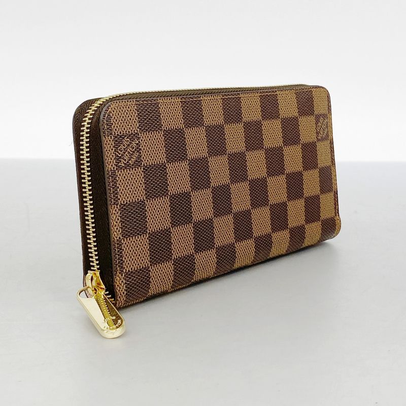 Louis Vuitton Long Wallet Damier Zippy Wallet N60046 Ebène Rose Ballerine Ladies