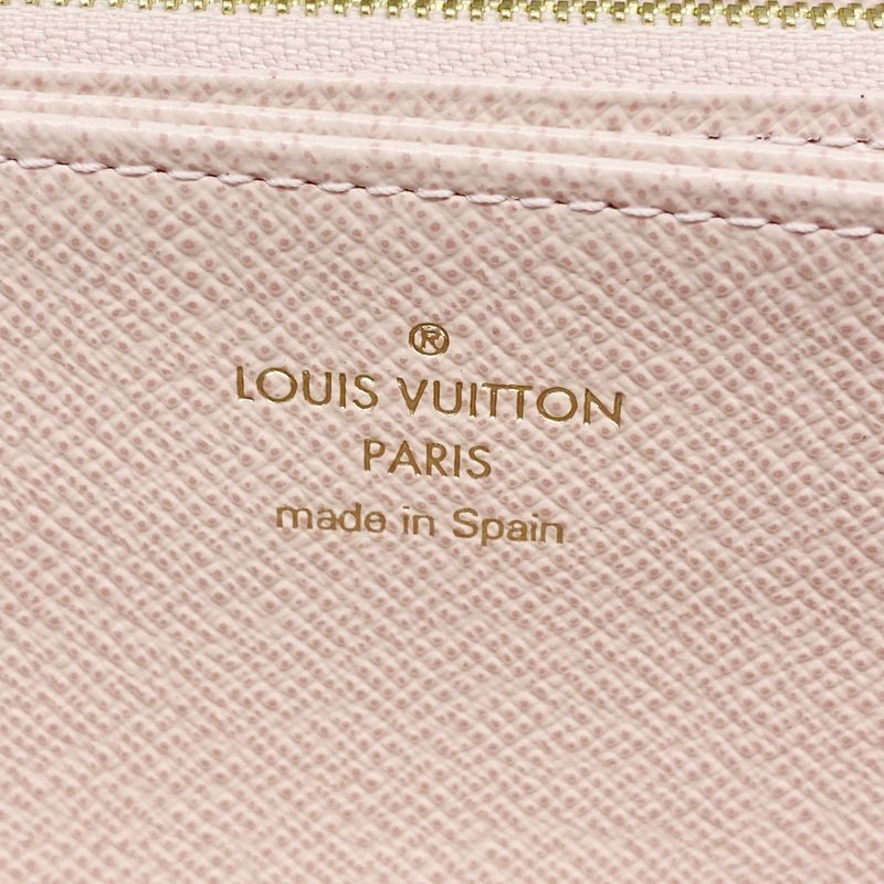 Louis Vuitton Long Wallet Damier Zippy Wallet N60046 Ebène Rose Ballerine Ladies
