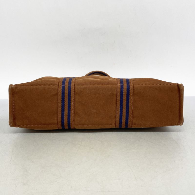 Hermes Tote Bag Fourre Tout MM Canvas Brown Silver Hardware Men Women Unisex