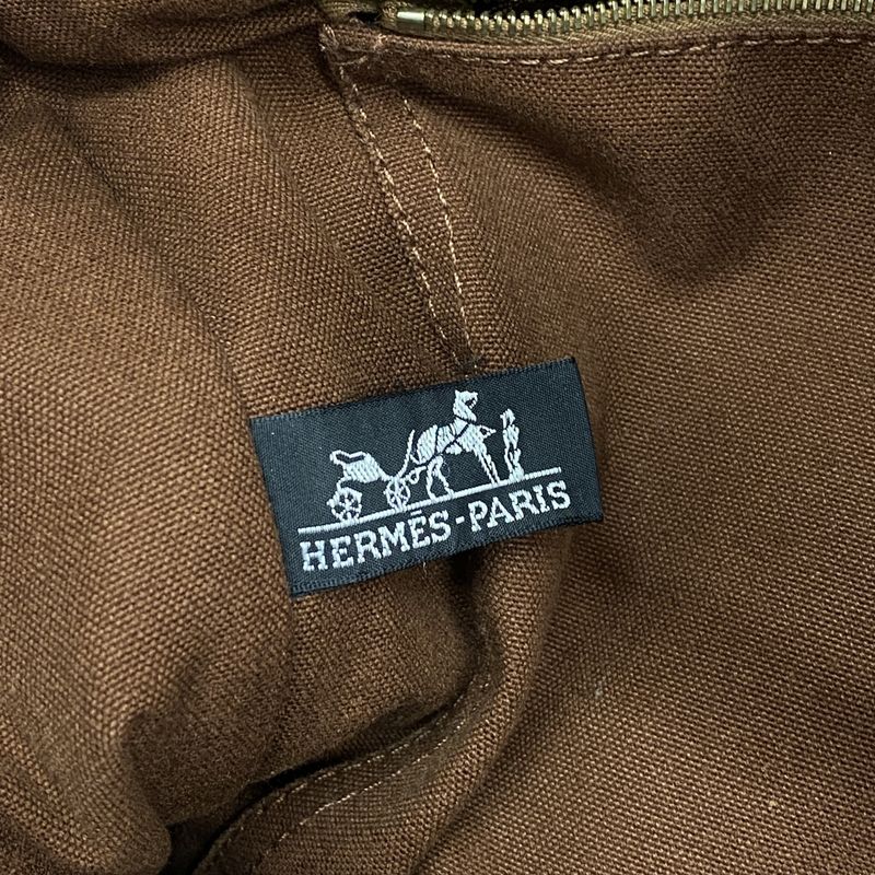 Hermes Tote Bag Fourre Tout MM Canvas Brown Silver Hardware Men Women Unisex