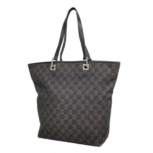 Gucci Tote Bag GG Canvas 31248 Canvas Black Silver Hardware Women's