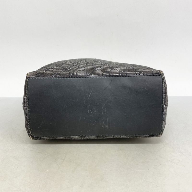 Gucci Tote Bag GG Canvas 31248 Canvas Black Silver Hardware Women's