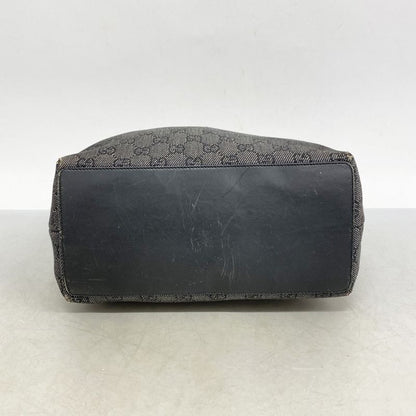 Gucci Tote Bag GG Canvas 31248 Canvas Black Silver Hardware Women's