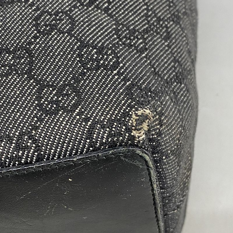 Gucci Tote Bag GG Canvas 31248 Canvas Black Silver Hardware Women's