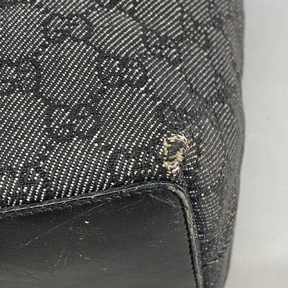 Gucci Tote Bag GG Canvas 31248 Canvas Black Silver Hardware Women's