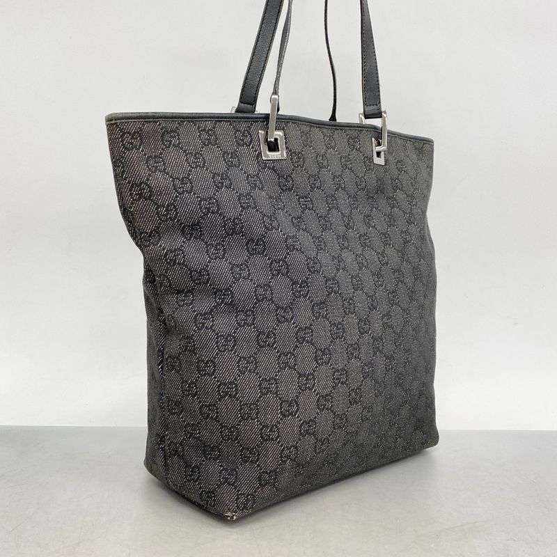 Gucci Tote Bag GG Canvas 31248 Canvas Black Silver Hardware Women's