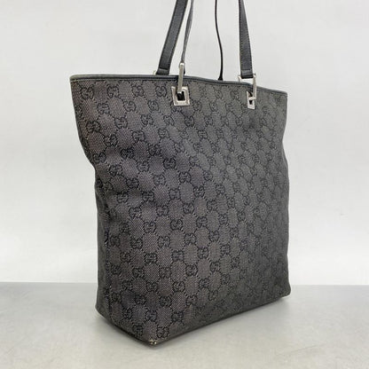 Gucci Tote Bag GG Canvas 31248 Canvas Black Silver Hardware Women's