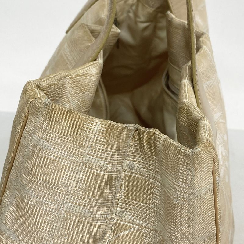 Chanel Tote New Travel Nylon Beige Silver Hardware Women's