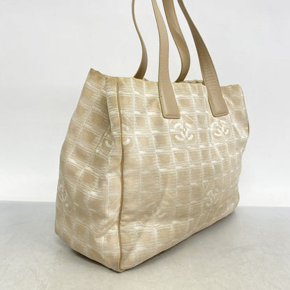 Chanel Tote New Travel Nylon Beige Silver Hardware Women's