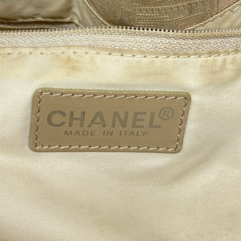 Chanel Tote New Travel Nylon Beige Silver Hardware Women's