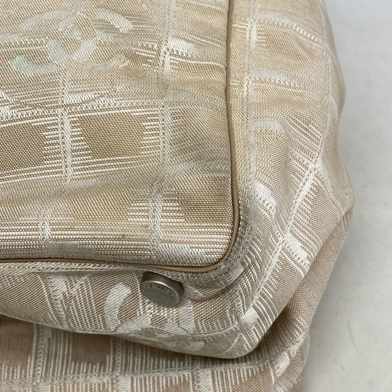 Chanel Tote New Travel Nylon Beige Silver Hardware Women's