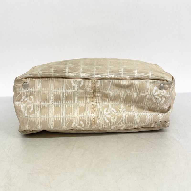 Chanel Tote New Travel Nylon Beige Silver Hardware Women's