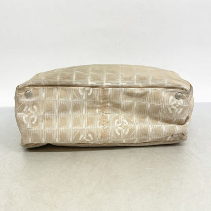 Chanel Tote New Travel Nylon Beige Silver Hardware Women's