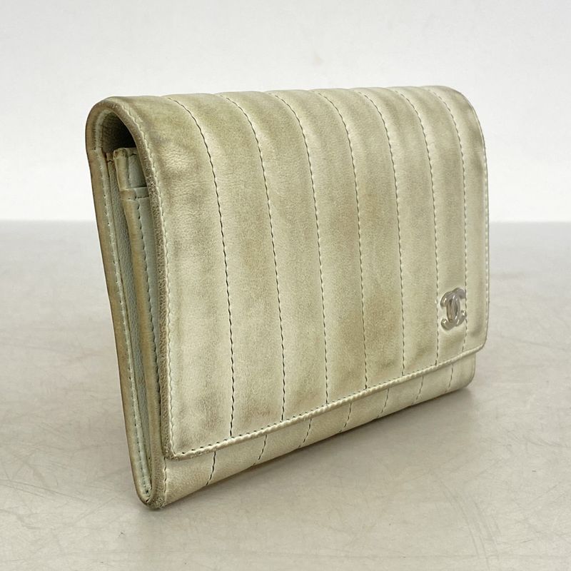 Chanel Wallet Mademoiselle Lambskin Gray Silver Hardware Women