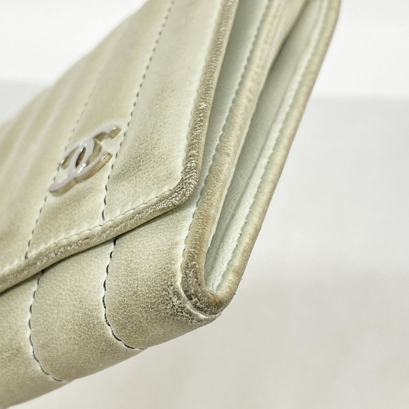 Chanel Wallet Mademoiselle Lambskin Gray Silver Hardware Women