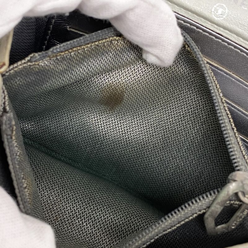 Chanel Wallet Mademoiselle Lambskin Gray Silver Hardware Women