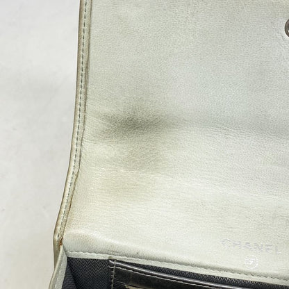 Chanel Wallet Mademoiselle Lambskin Gray Silver Hardware Women