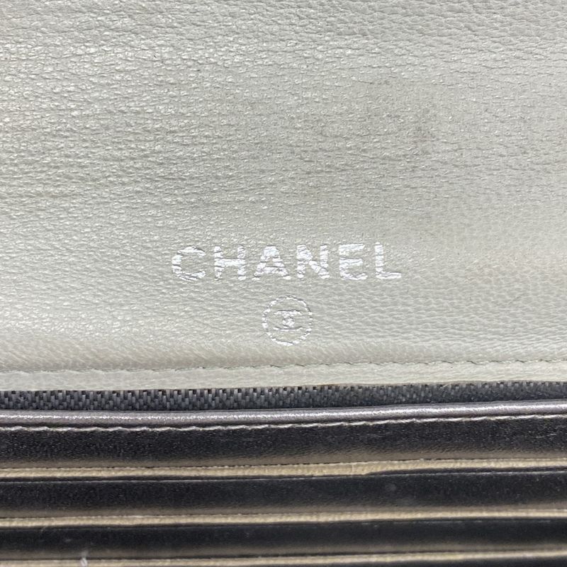 Chanel Wallet Mademoiselle Lambskin Gray Silver Hardware Women