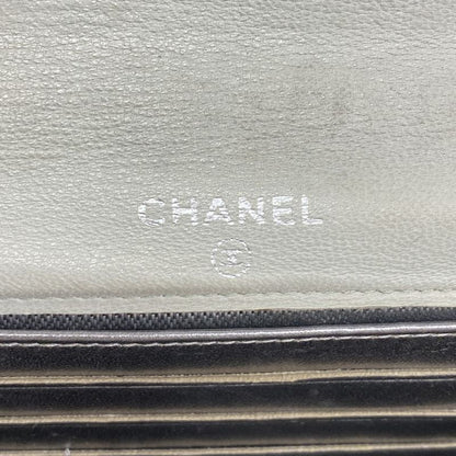 Chanel Wallet Mademoiselle Lambskin Gray Silver Hardware Women