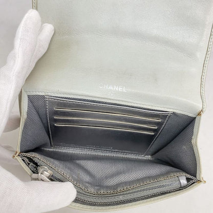 Chanel Wallet Mademoiselle Lambskin Gray Silver Hardware Women
