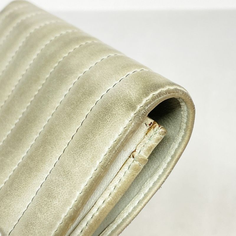 Chanel Wallet Mademoiselle Lambskin Gray Silver Hardware Women