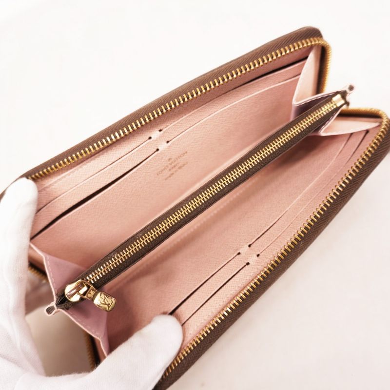 Louis Vuitton Long Wallet Monogram Portefeuille Clemence M61298 Brown Rose