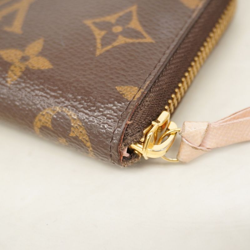 Louis Vuitton Long Wallet Monogram Portefeuille Clemence M61298 Brown Rose