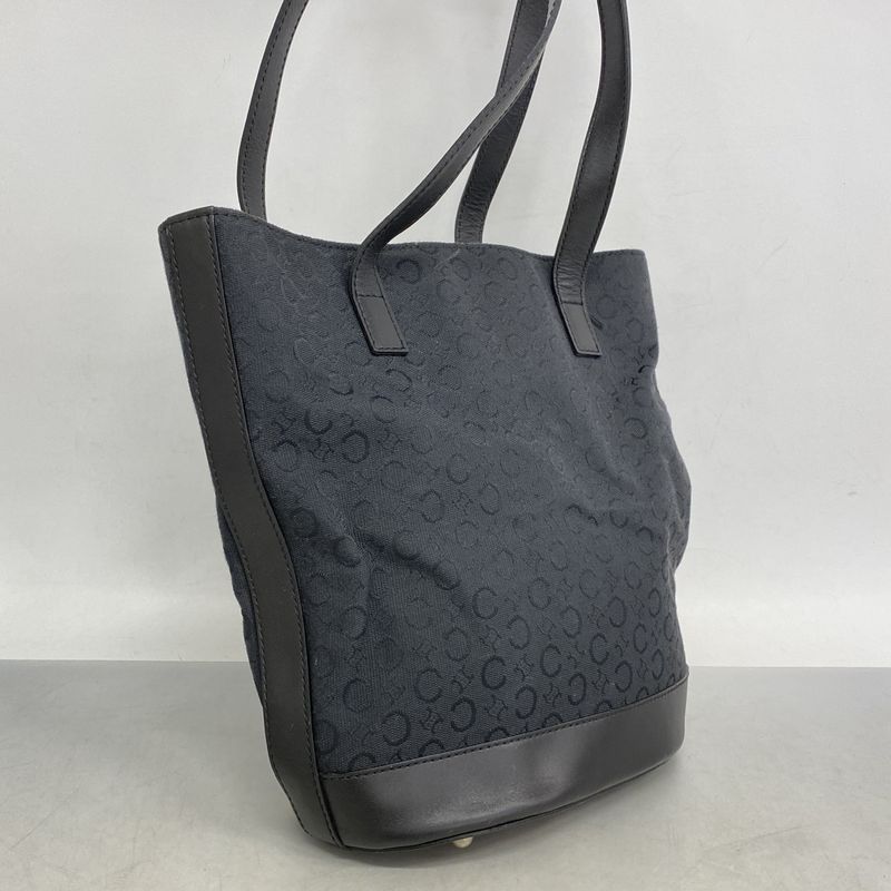 Celine Tote Bag C Macadam Canvas Black Silver Hardware Women's