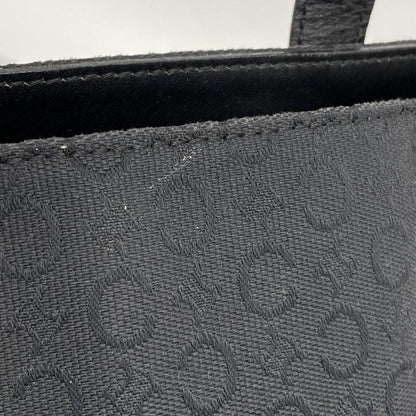 Celine Tote Bag C Macadam Canvas Black Silver Hardware Women's