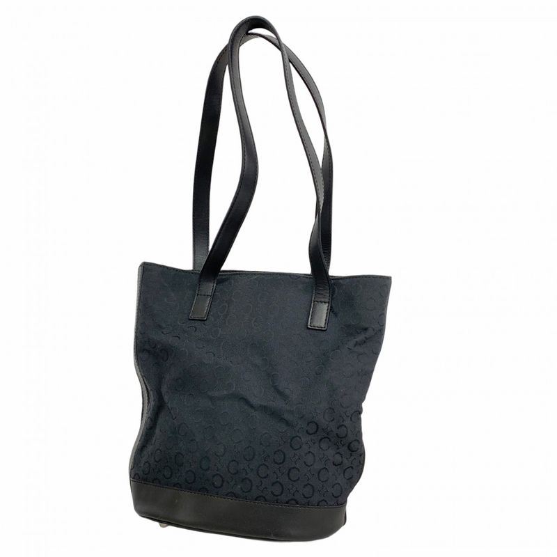 Celine Tote Bag C Macadam Canvas Black Silver Hardware Women's