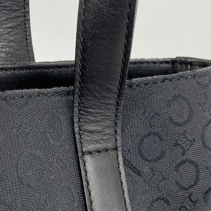 Celine Tote Bag C Macadam Canvas Black Silver Hardware Women's