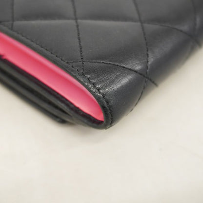 Chanel Wallet Cambon Lambskin Black Silver Hardware Women