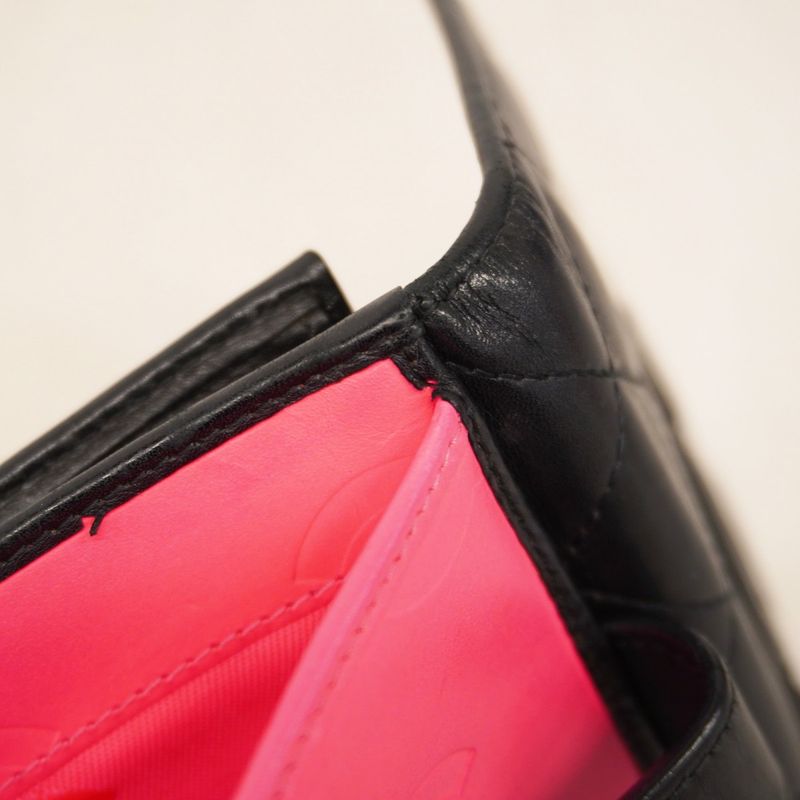 Chanel Wallet Cambon Lambskin Black Silver Hardware Women