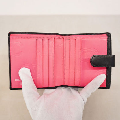 Chanel Wallet Cambon Lambskin Black Silver Hardware Women