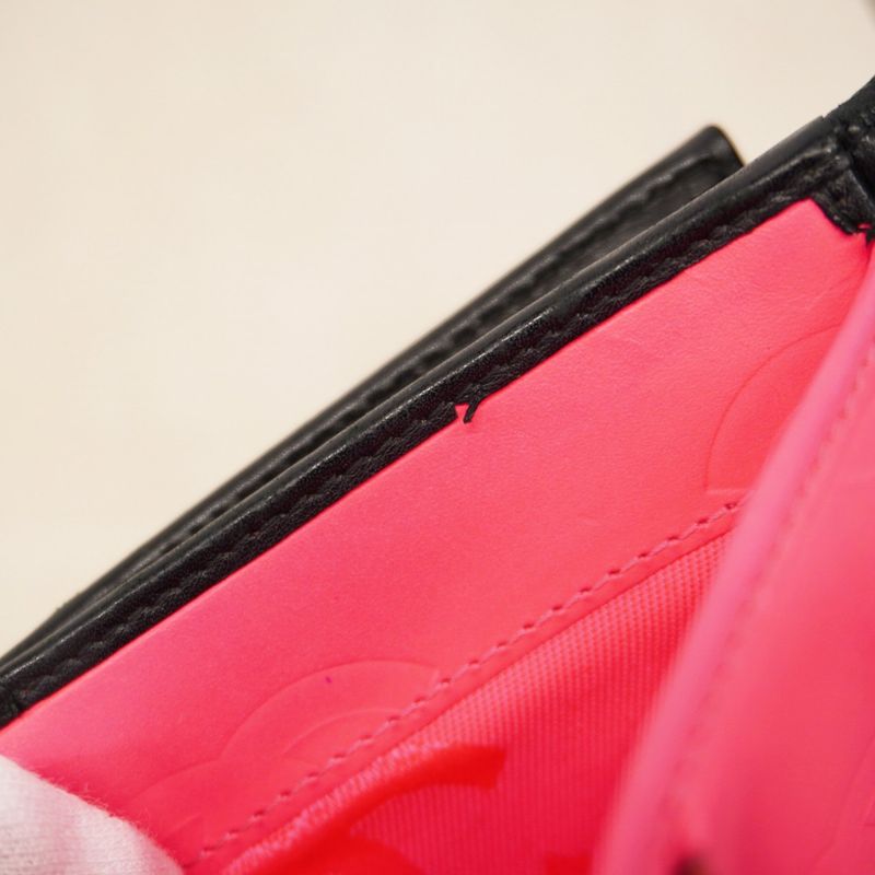 Chanel Wallet Cambon Lambskin Black Silver Hardware Women