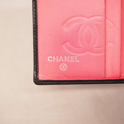 Chanel Wallet Cambon Lambskin Black Silver Hardware Women