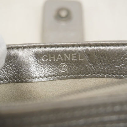 Chanel Pouch Boy Chanel Lambskin Gray Silver Hardware Women