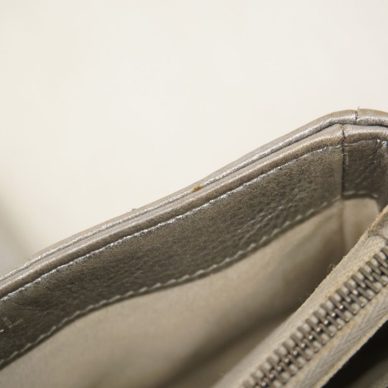 Chanel Pouch Boy Chanel Lambskin Gray Silver Hardware Women