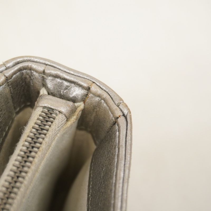 Chanel Pouch Boy Chanel Lambskin Gray Silver Hardware Women